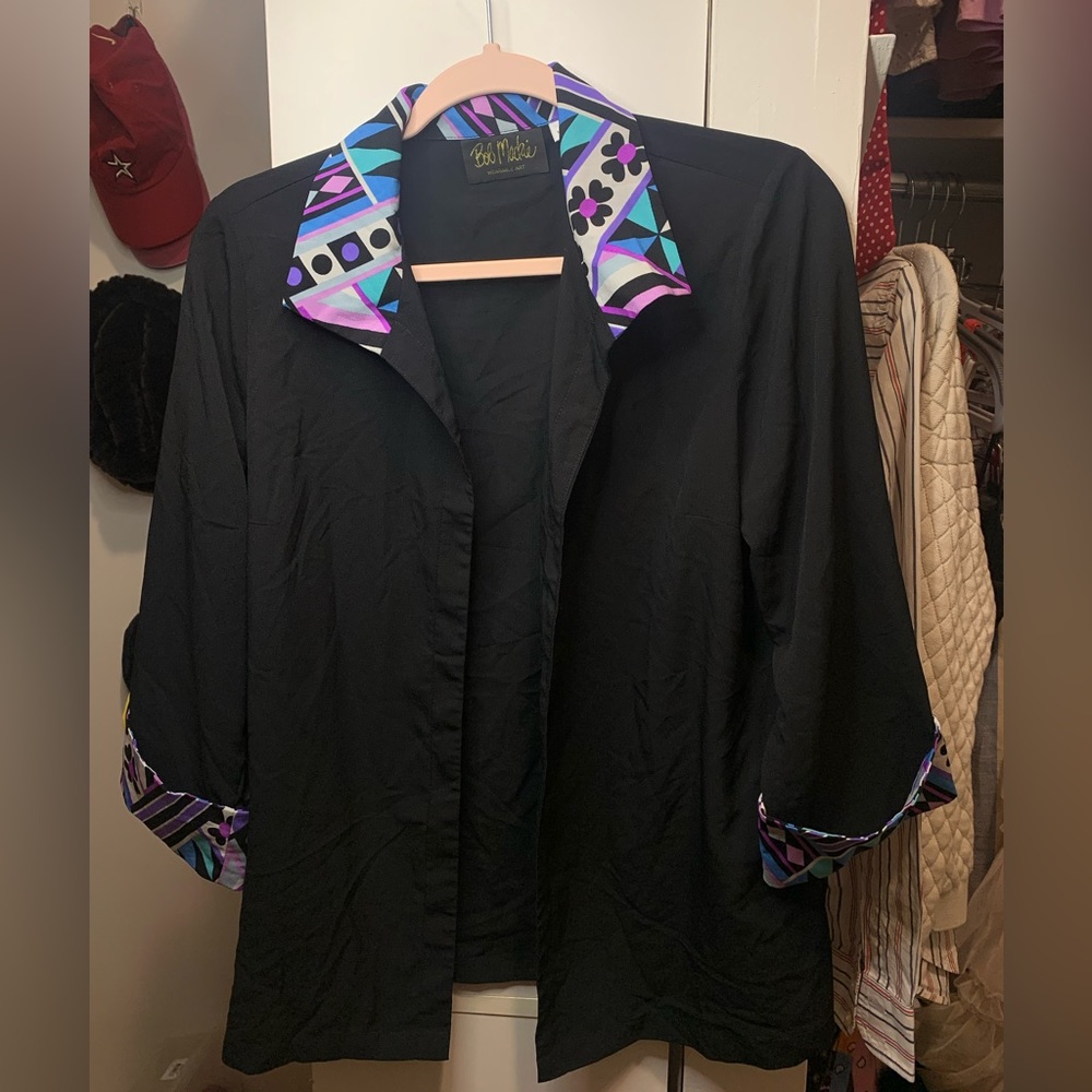 Vintage Bob Mackie & QVC “Wearable Art” long sleeve collared shirt